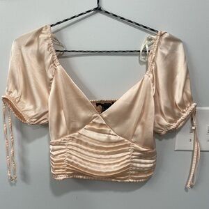 Forever 21 Cream Puff Sleeve Crop Blouse